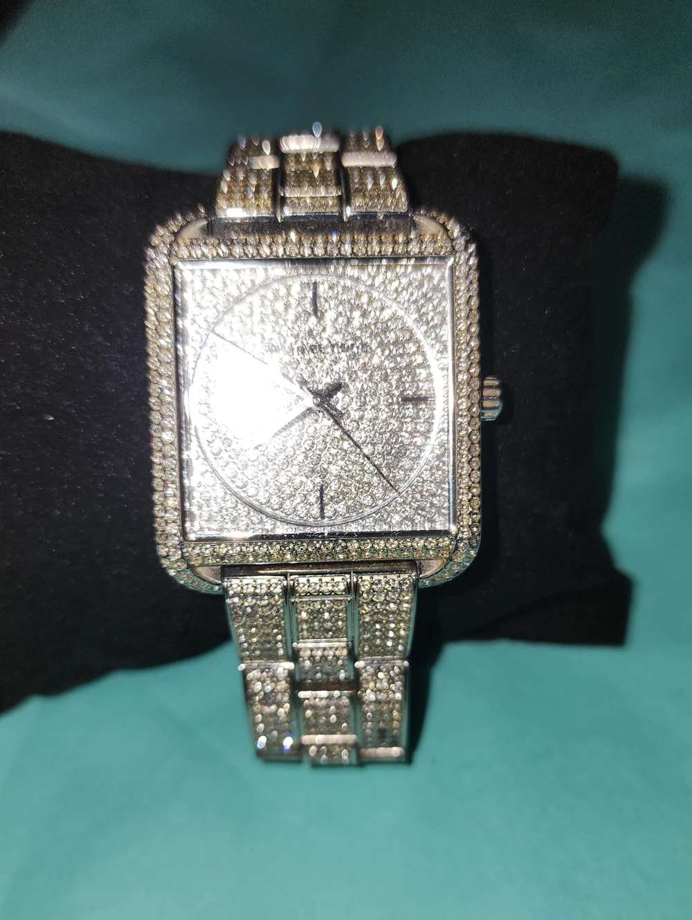 MICHAEL KORS Square Crystal Pavé Statement Watch - Silver Tone